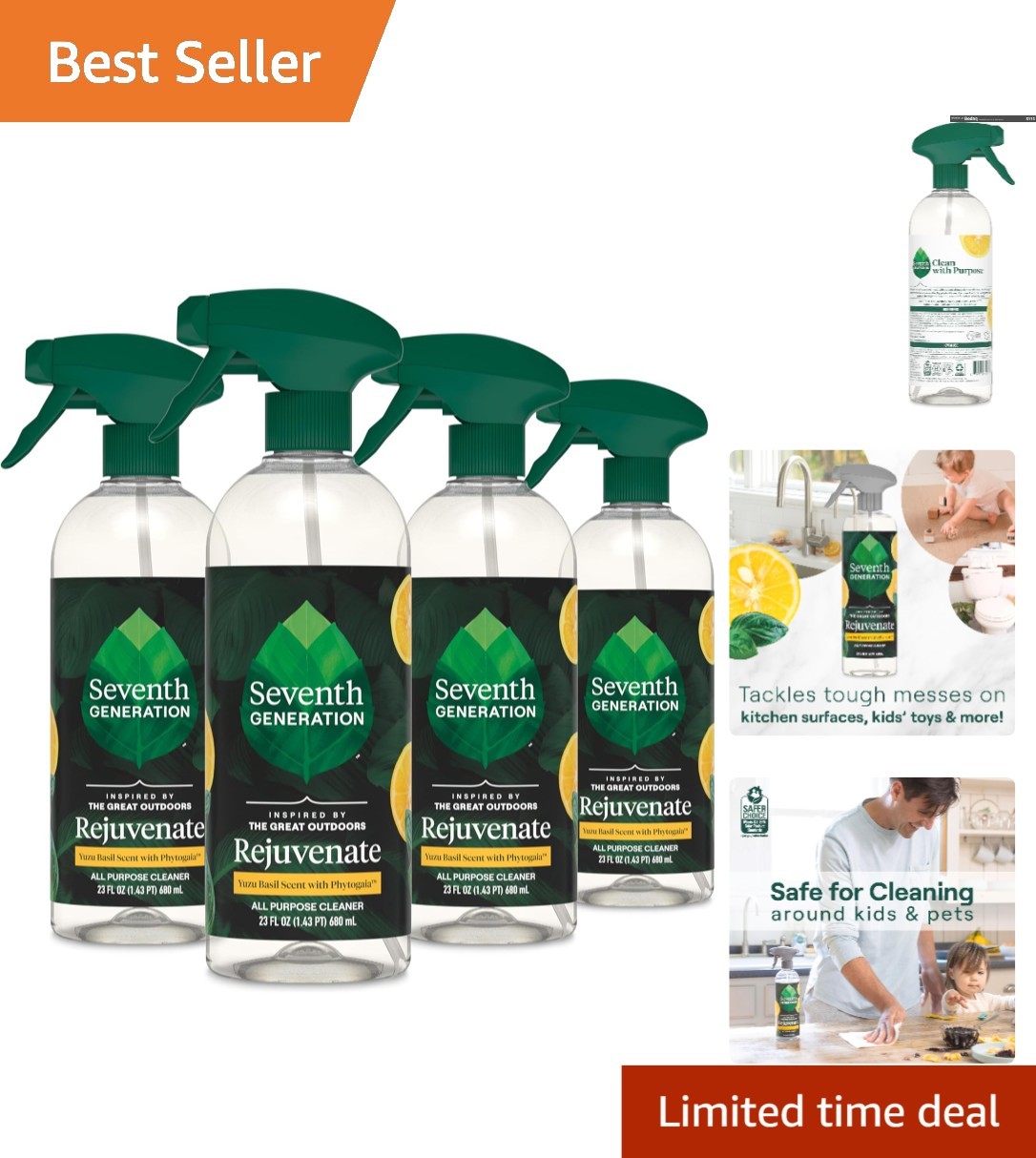 Eco-Friendly Seventh Generation Yuzu Basil All-Purpose Cleaner, 92 fl oz Total