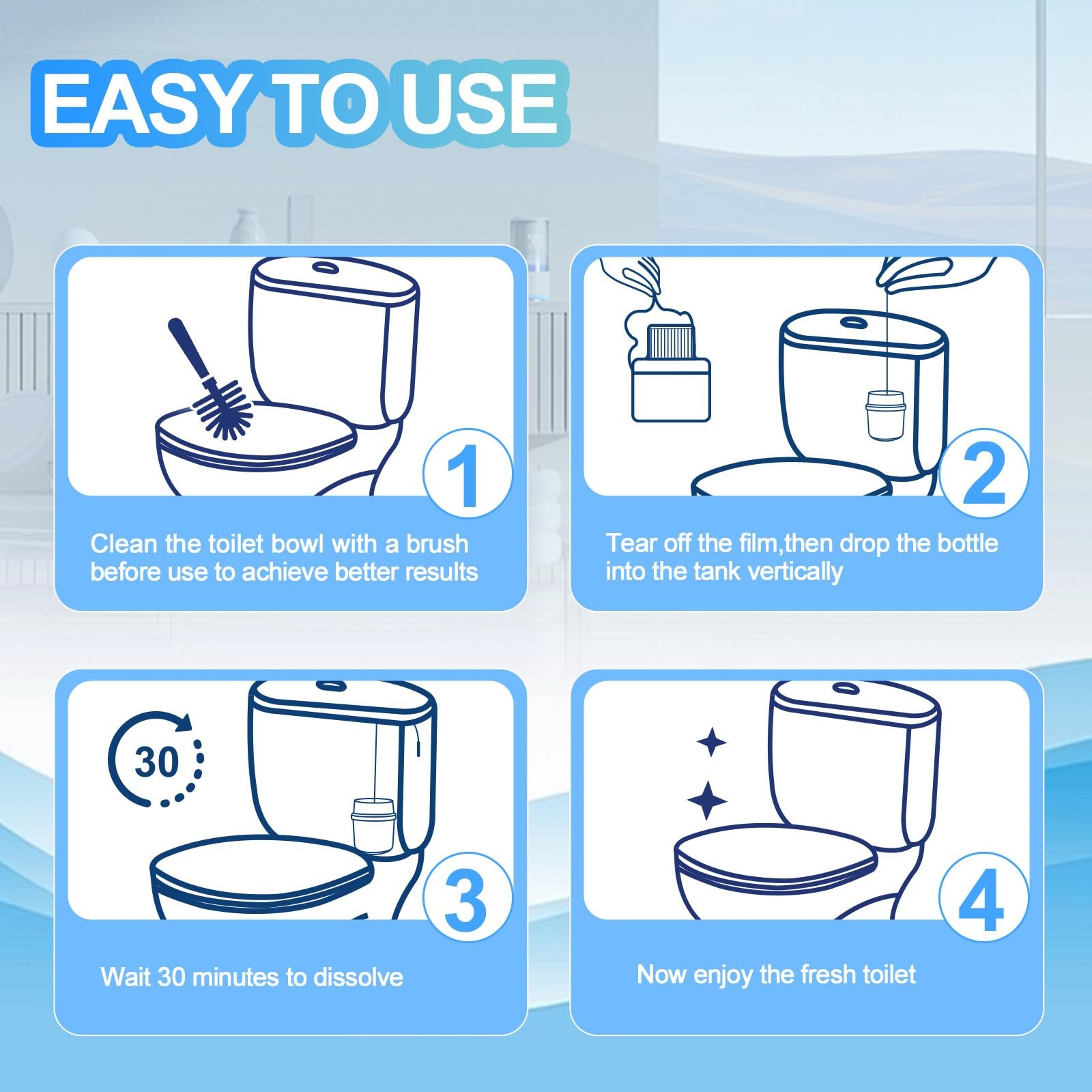 Toilet Bowl Cleaners-6 Pack, Automatic Toilet Tank Cleaner Tablets in Bottles…