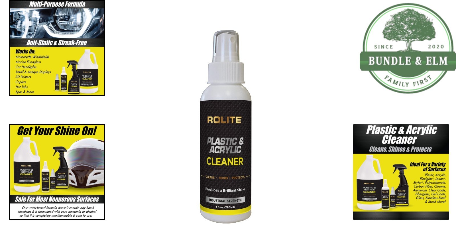 High Shine Acrylic Cleaner, Nonporous Surface Polish with Dust Repellent Formula