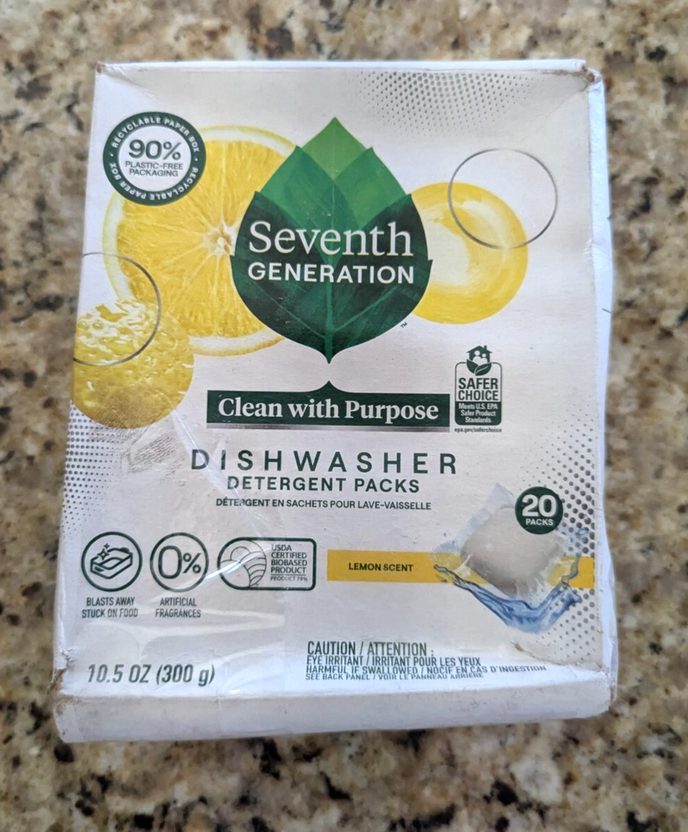 Dishwasher Detergent Packs, Lemon Scent, 20 Packs, 10.5 oz (300 g) Box Wear