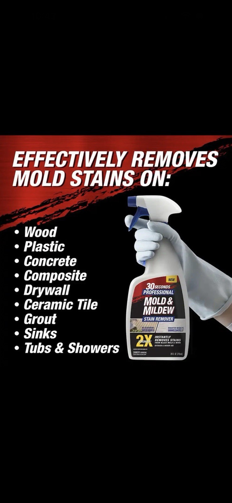 30 Seconds Professional Mold & Mildew Stain Remover Liquid 2X Stronger 2.5 gal