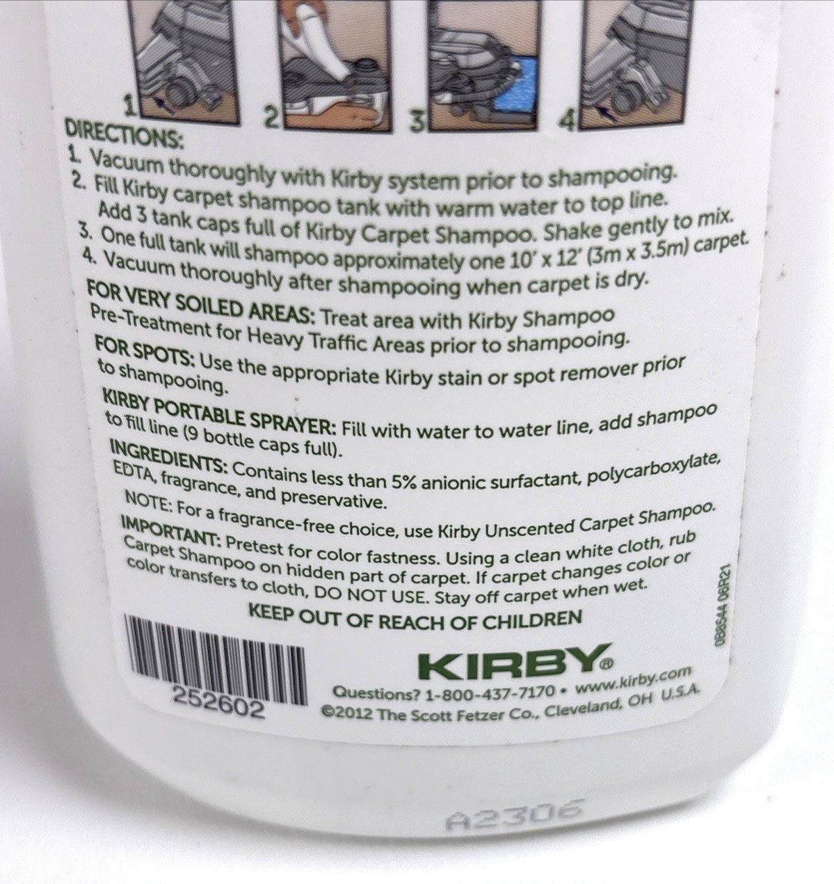 Kirby Carpet Shampoo Lavender Scent 12 Oz Sealed #252602
