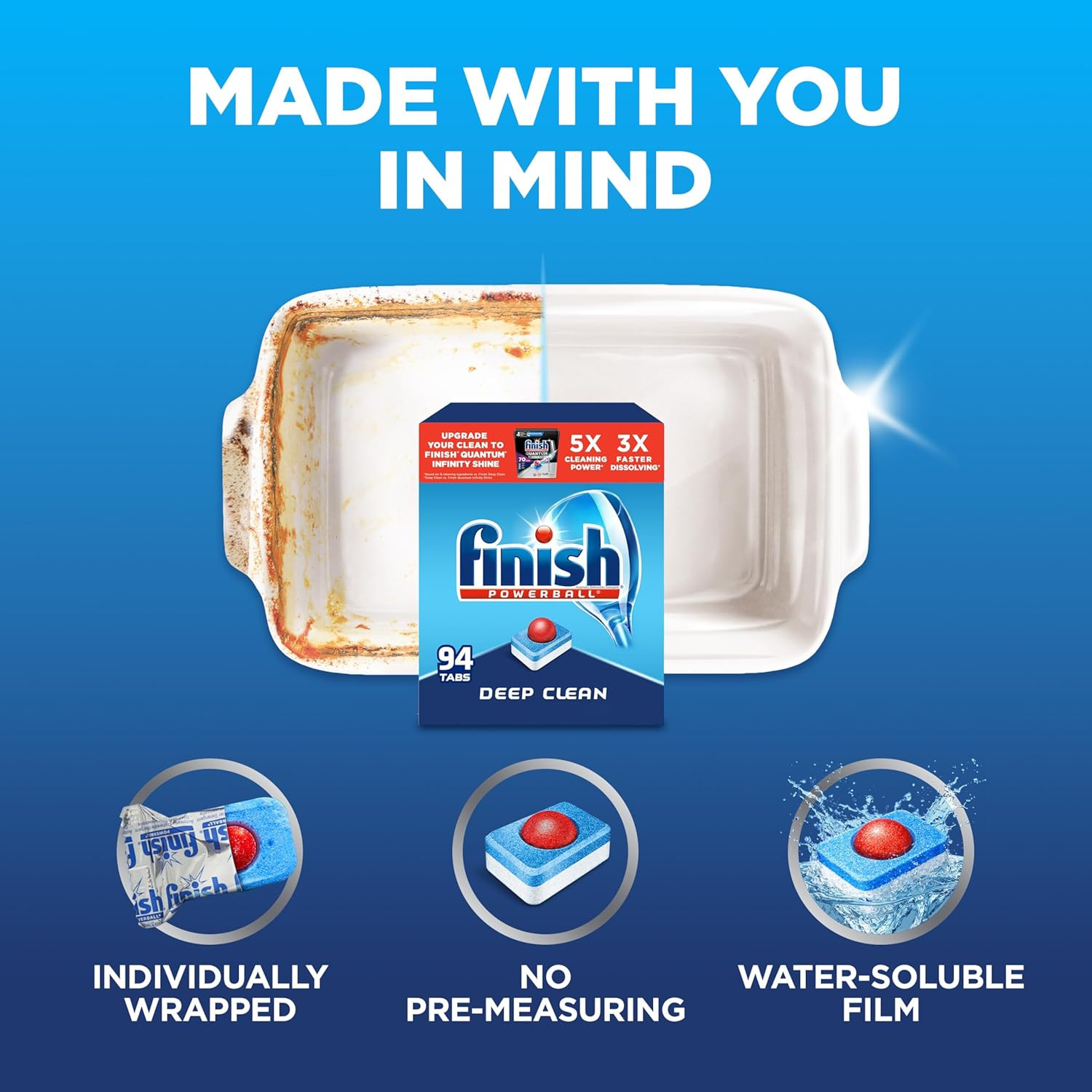 Powerball Dishwasher Pods, Dishwasher Tablets Plastic Free, Fresh Scent, 94 Coun
