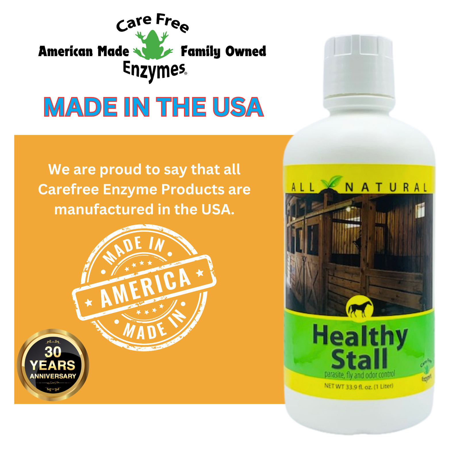 Natural Horse Stall Cleaner & Odor Eliminator | Healthy Stall | 32 oz, 33.9 oz &