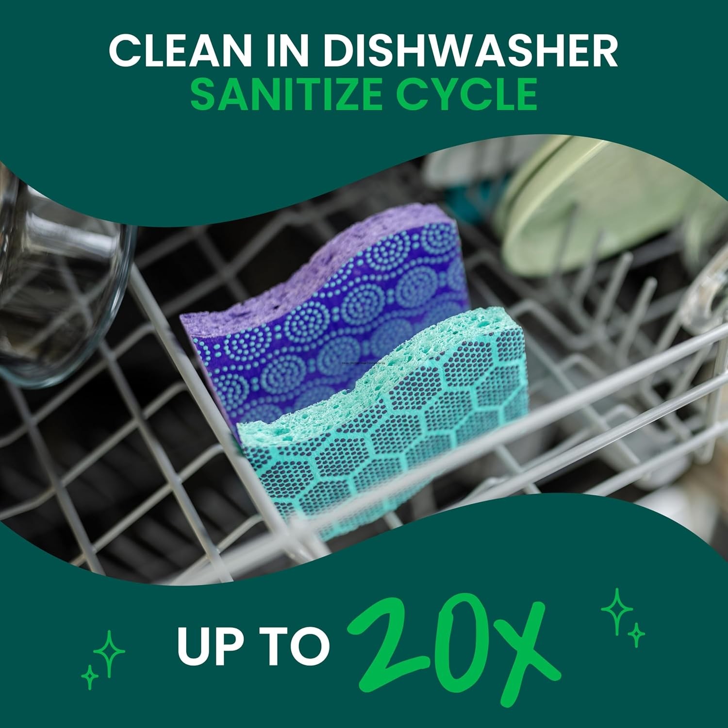 Scrub Dots Non-Scratch Scrub Sponge, Rinses Clean, for Washing Dishes and