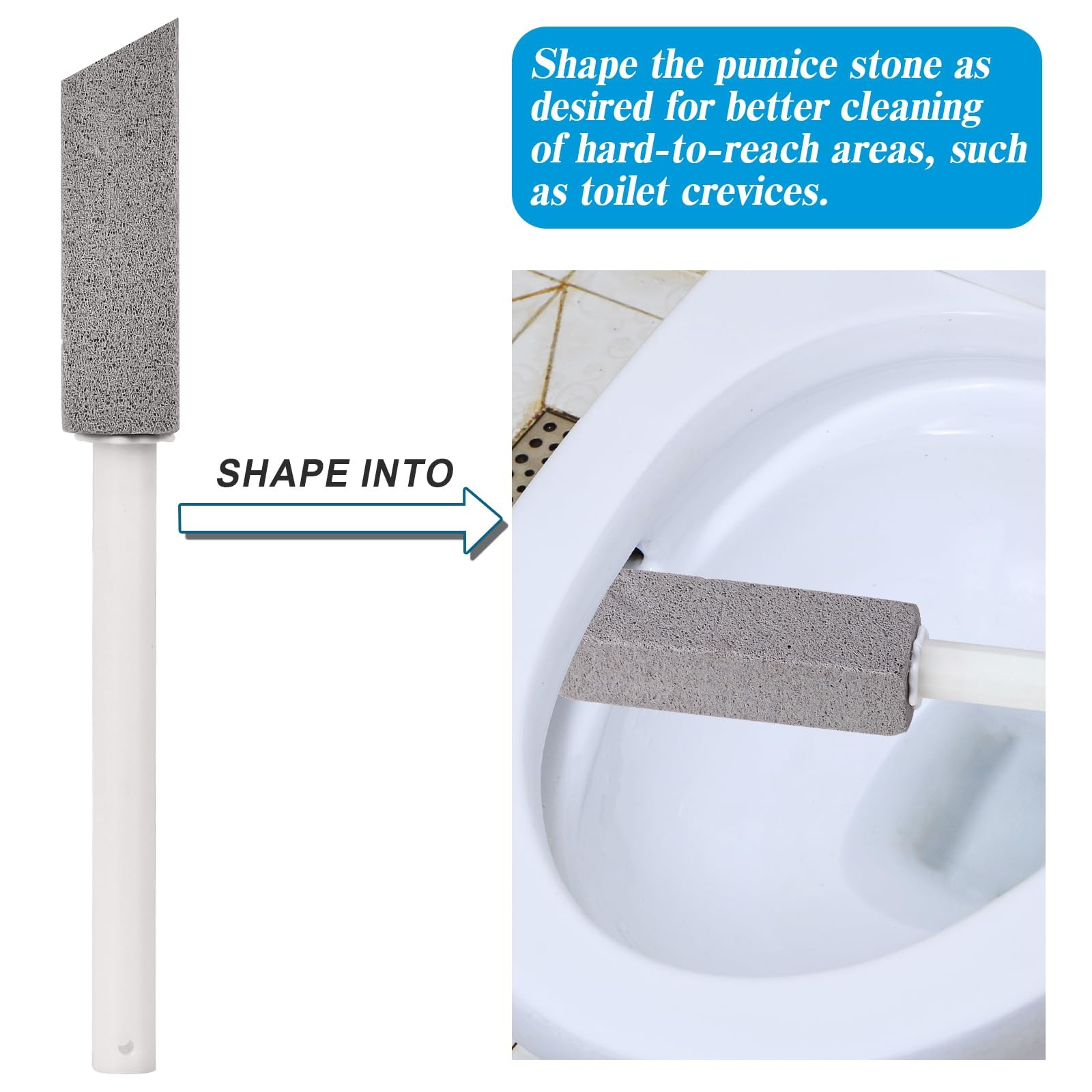 3 Packs Pumice Cleaning Stone with Extra Long Handle, Pumice Stone for Toilet…