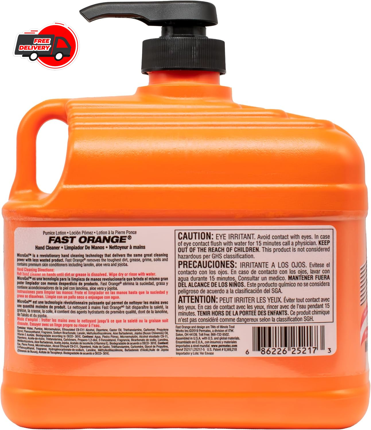 Fast Orange Permatex 25217 Pumice Lotion, Heavy Duty Hand Cleaner, Natural Ci…