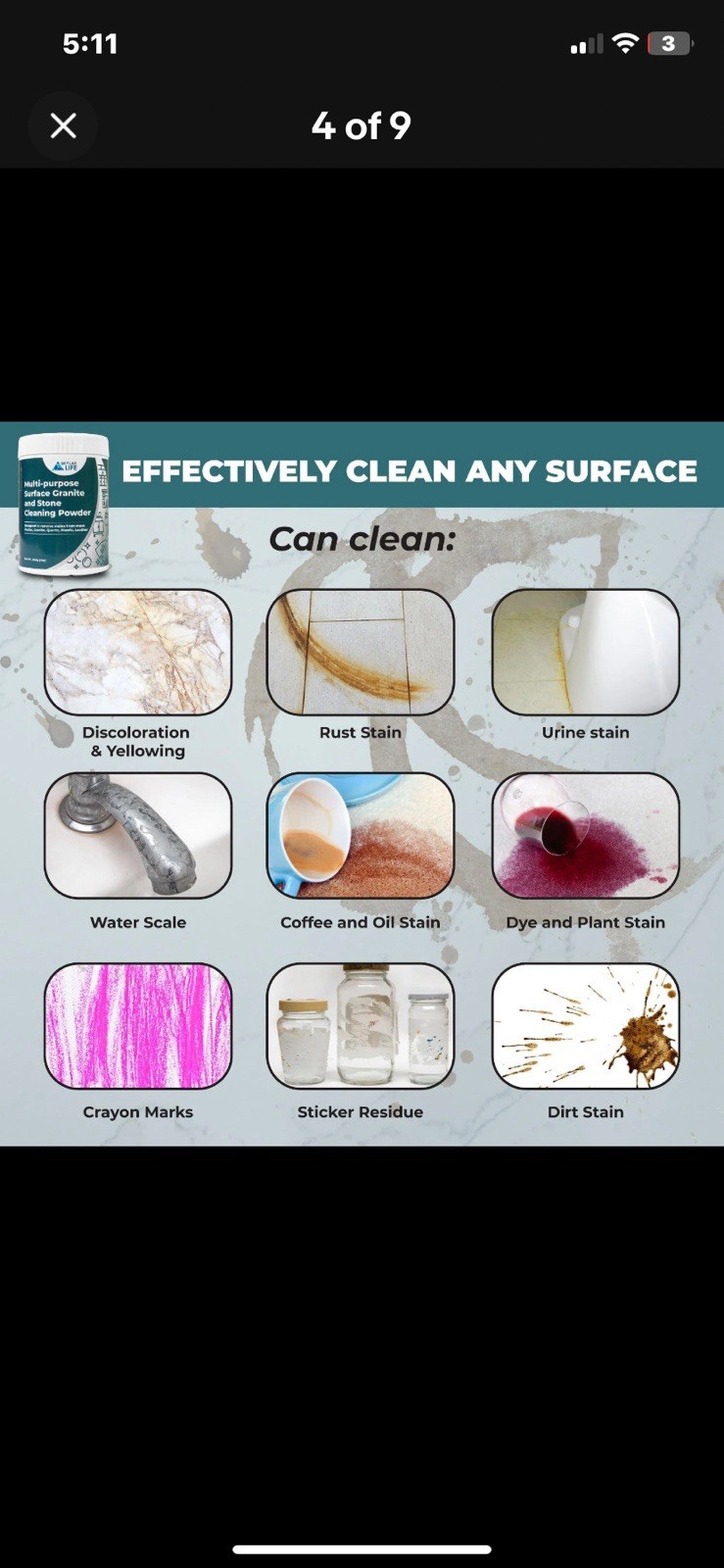 Skylarlife Multi-purpose Surface Stone Cleaning Powder (200g) to remove rust …
