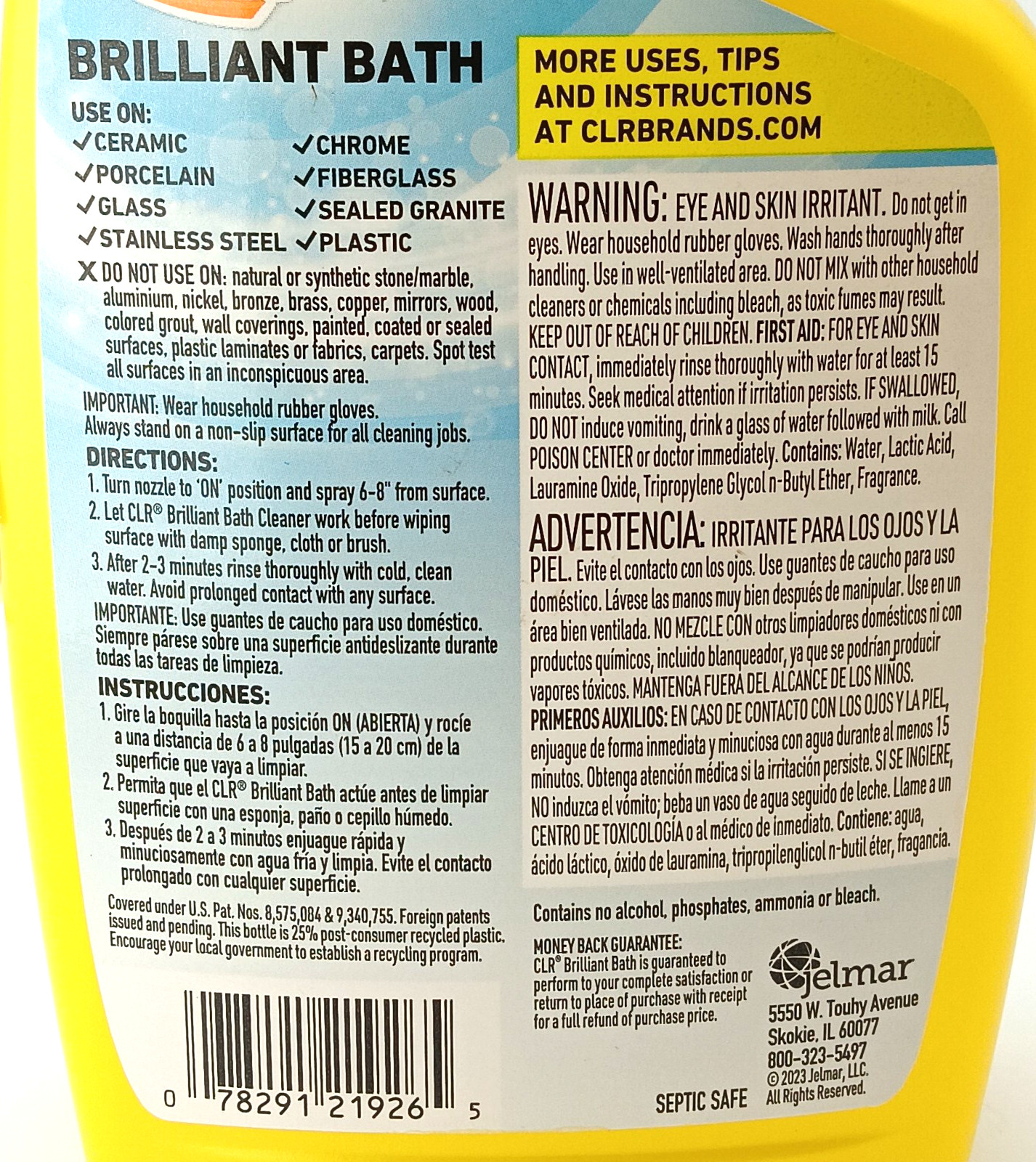 CLR Brilliant Bath Foaming Cleaner – Fresh Scent – Bleach Free – 26 Ounces