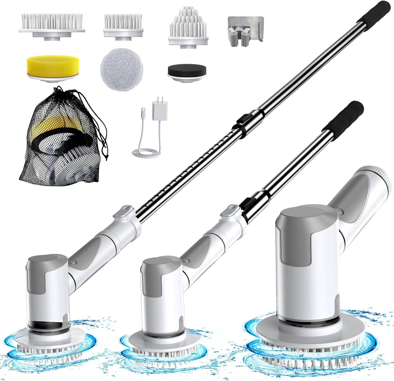 Electric Spin Scrubber 308 RPM, 2000mAh, 90min Run Time, 6 Brush Heads
