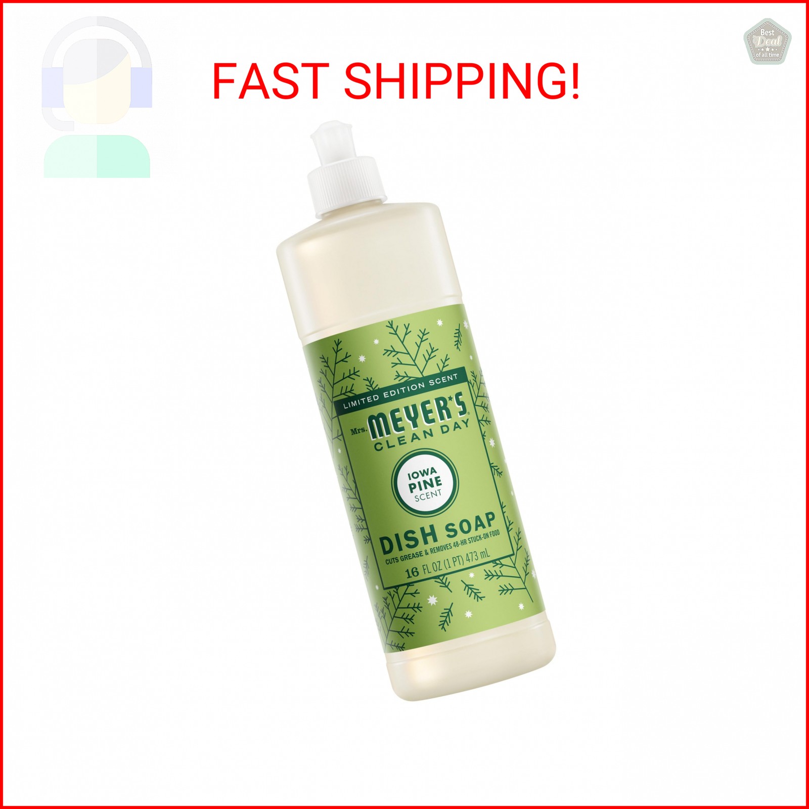 MRS. MEYER’S CLEAN DAY Liquid Dish Soap, Limited Edition Iowa Pine, 16 fl. oz