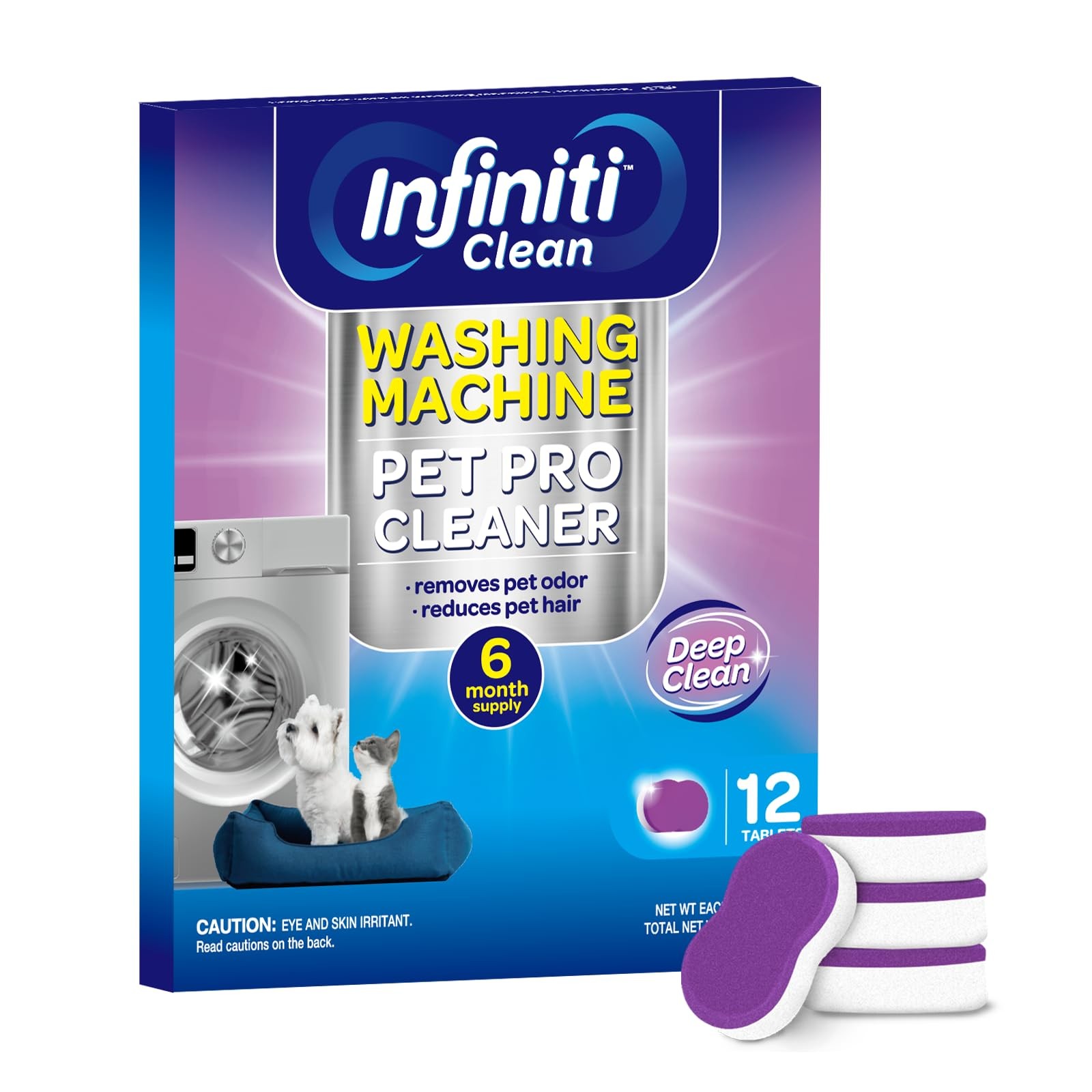 Washing Machine Cleaner Tablets 12 Pack, Formulated for Pet Owners, 8.5oz Was…