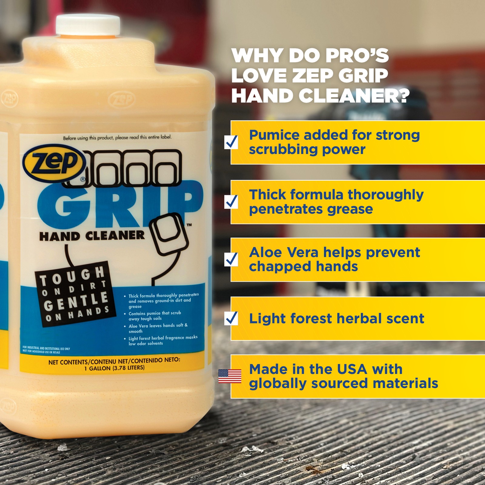 Zep Grip Industrial Pumice Hand Cleaner – 1 Gallon, (Case of 4) 308524 – Heavy