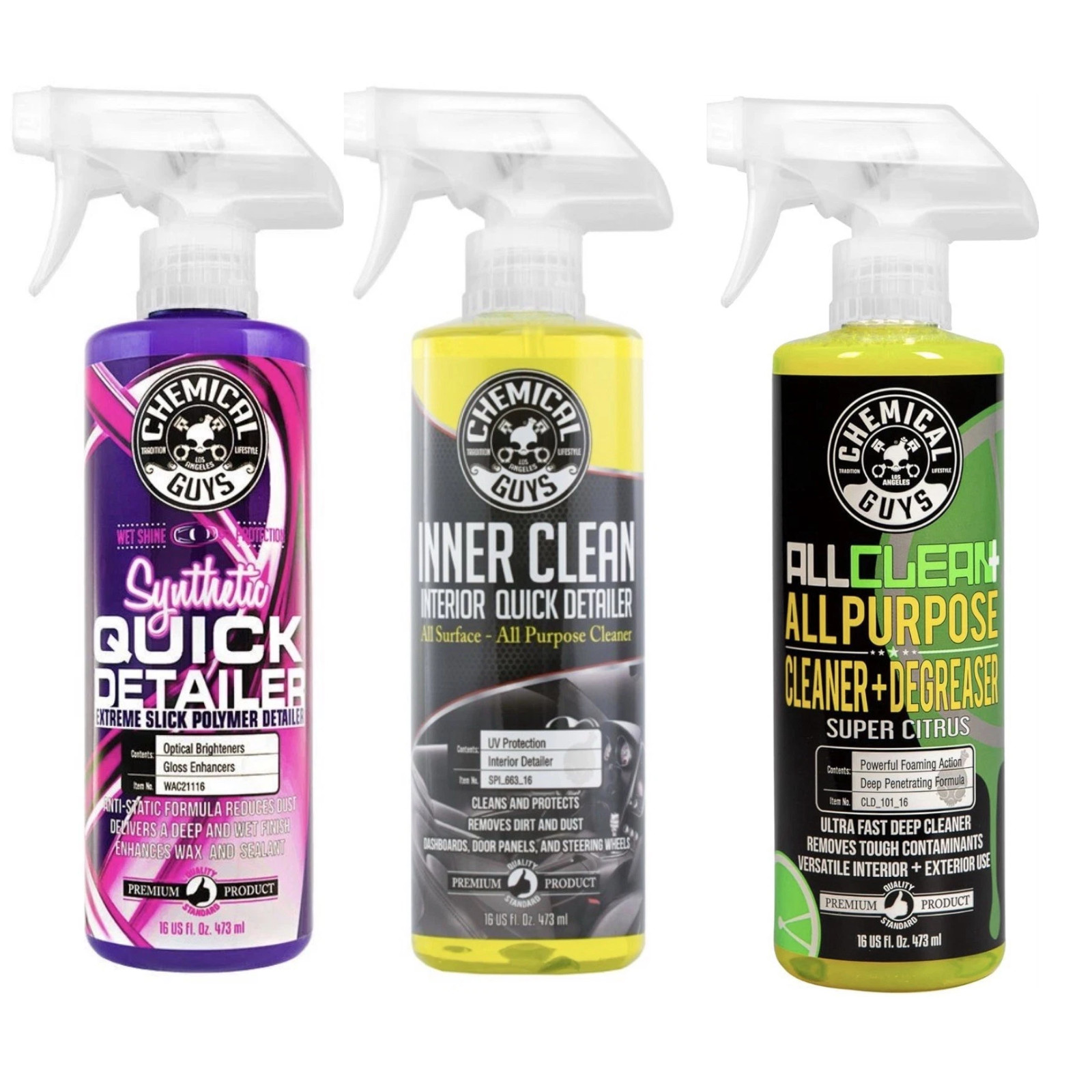 Chemical Guys All Clean+ , Quick Detailer, Interior quick detailer 16 oz 3 Pack