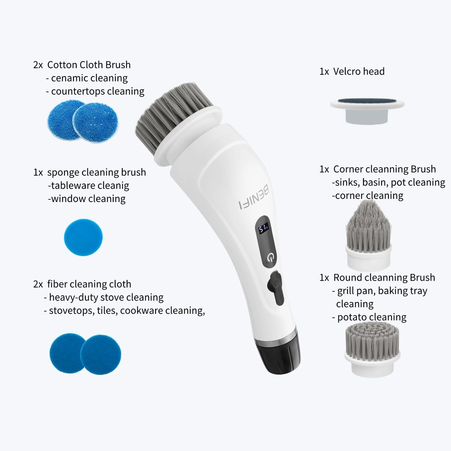 Electric Spin Scrubber Full-Body IPX7 Waterproof Cordless Bathroom Cleaning B…