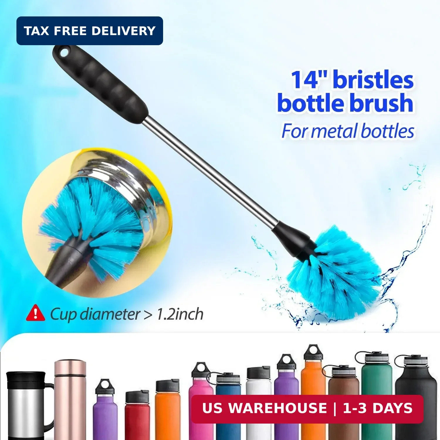 Holikme Bottle Brush Tube Cleaning Lab Set with Long Handle, Cup Cleaner for Was