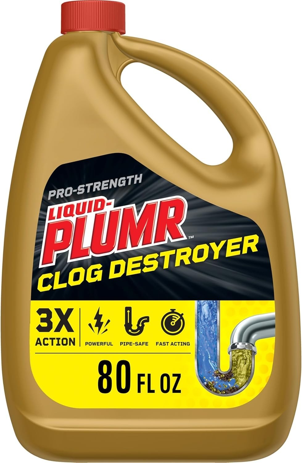 Liquid-Plumr Pro-Strength Clog Destroyer, Liquid Drain Cleaner, 80 Fluid Oun…