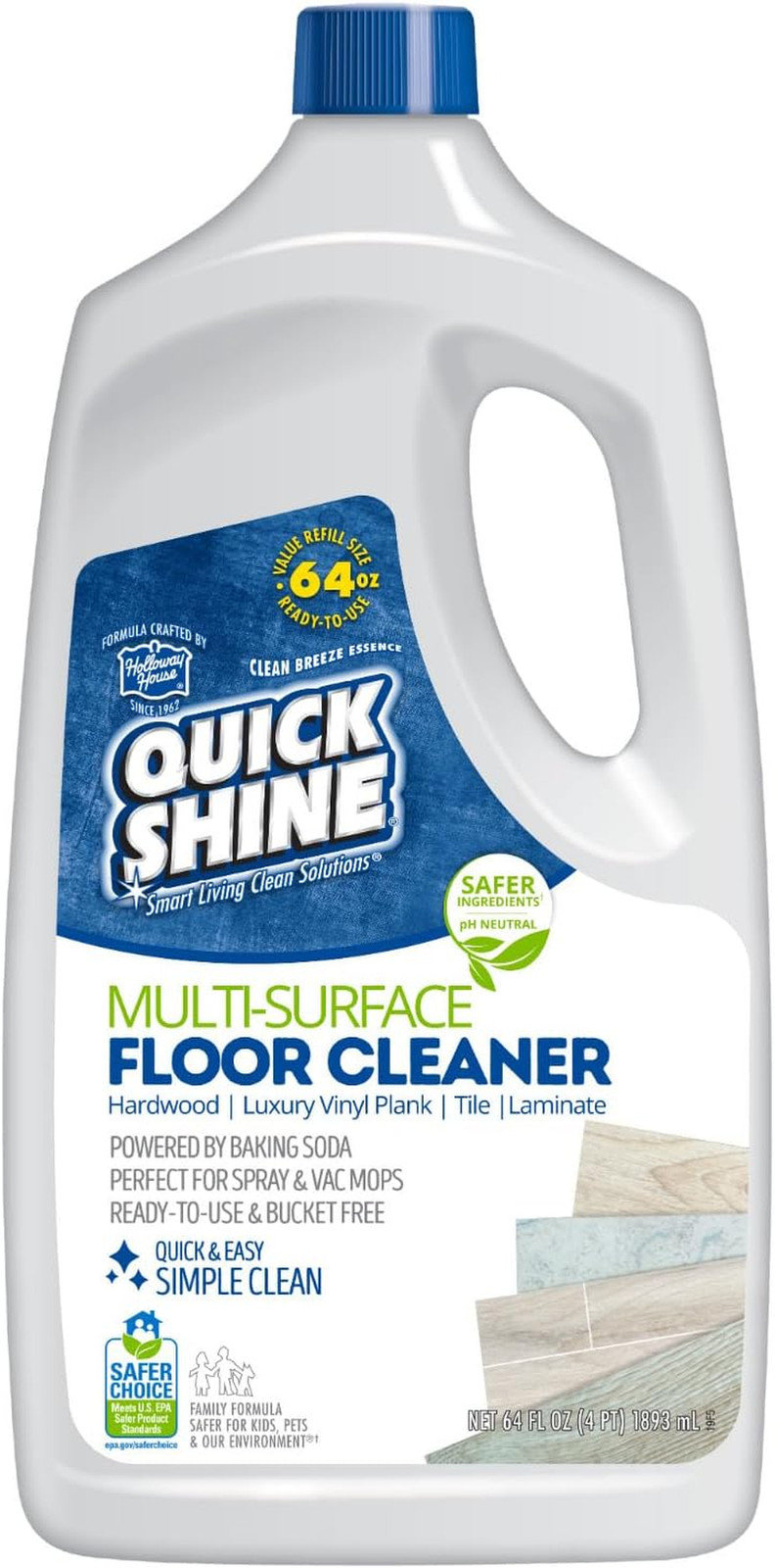 Quick Shine Floor Cleaner 64 Oz Hardwood Laminate Tile No Rinse Spray Mop