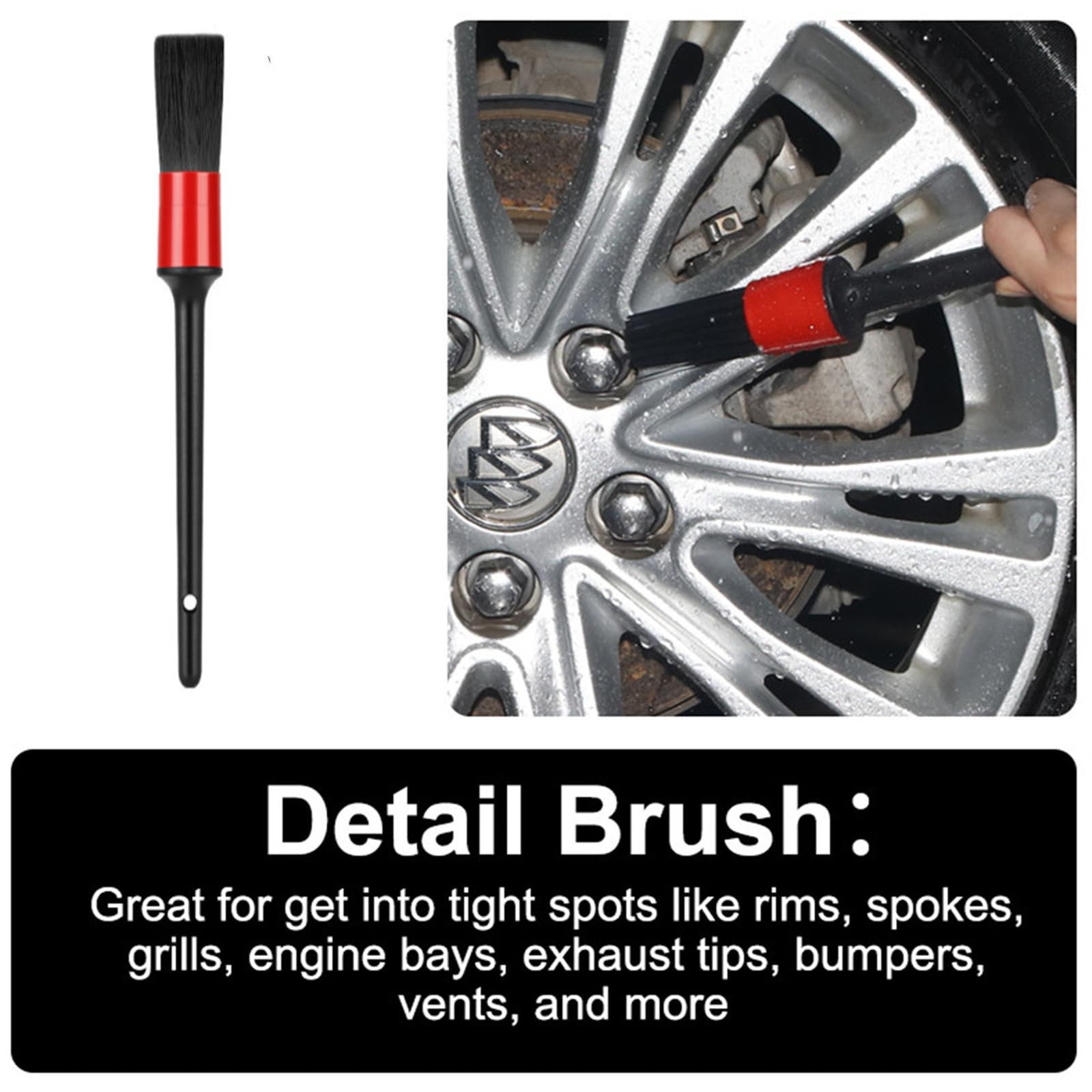 Wheel Rim & Tire Brush Set, Soft & Stiff Bristle Wash Cleaning Supplies Kit