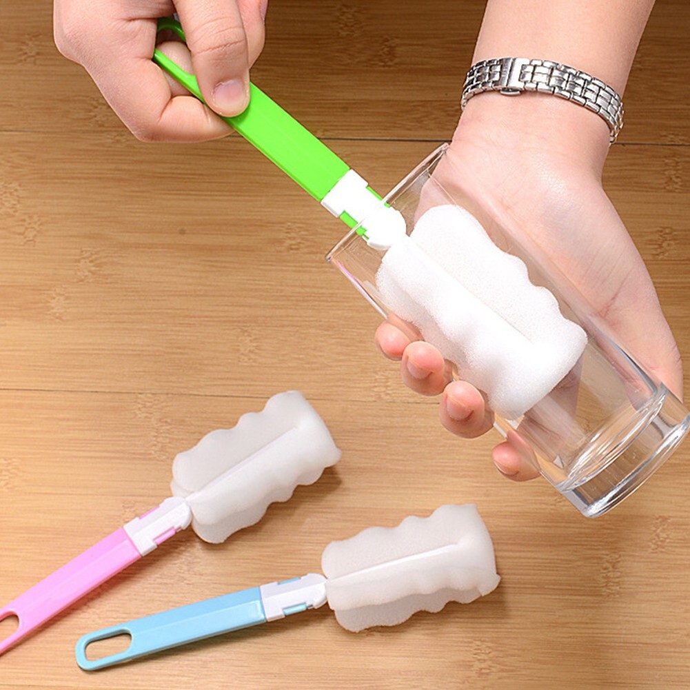 Sponge Handle Brush Foam for Bottle Cup Glass Kitchen Car Baby Bottle Cleaning