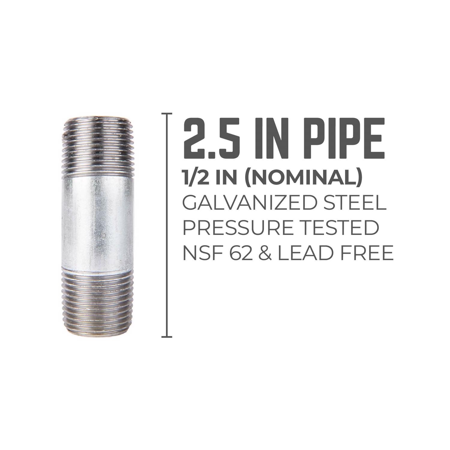 BK Products 1/2 in. MPT x 2-1/2 in. L Galvanized Steel Nipple (Pack of 5)