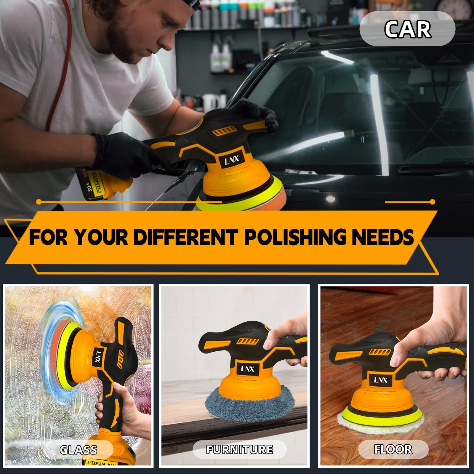 Cordless Buffer Polisher for Dewalt 20V Battery, 6 Inch Car Polisher with 8 V…