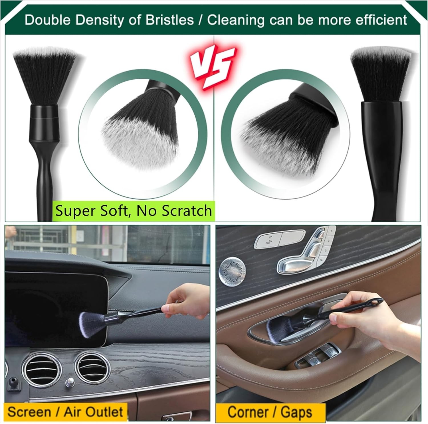 Car Interior Duster Detail Brush Cleaning Gel Kit, Soft Dash Vent Dusting Slime