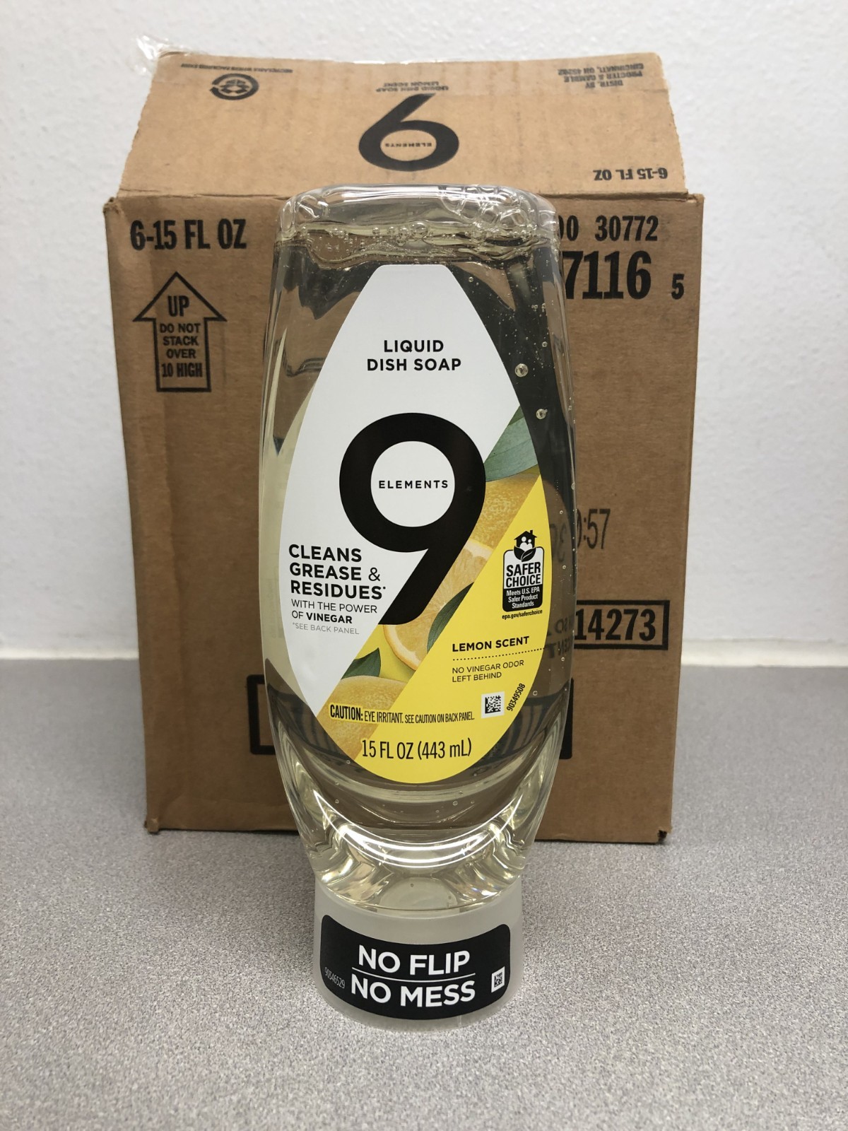 9 Elements EZ Squeeze Lemon Scent Liquid Dish Soap 15 oz Case of 6