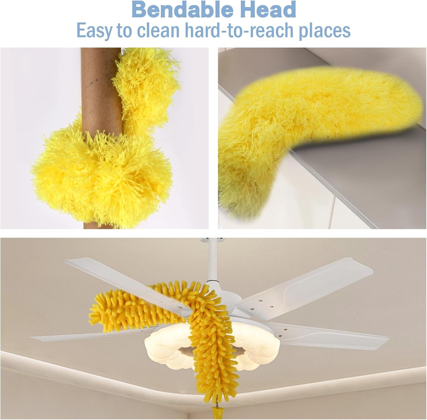 Cobweb Duster with Extension Pole, 110″ Microfiber Feather Duster Kit with Benda