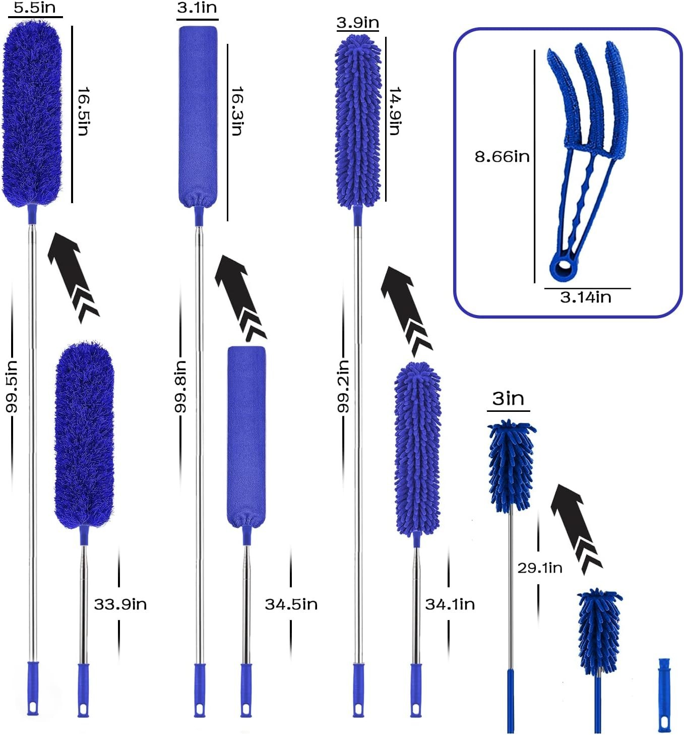 Washable Microfiber Duster with Detachable Head – 8PCS for Versatile Use