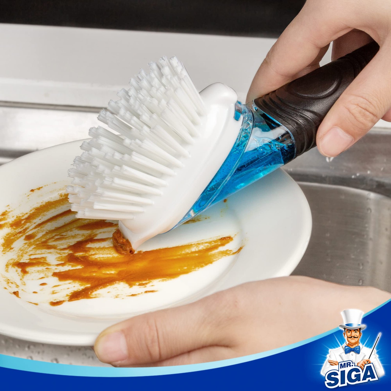 Soap Dispensing Dish Brush, Kitchen Brush for Pot Pan Sink Cleaning