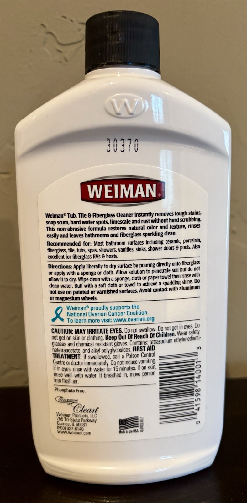 Weiman Tub, Tile & Fiberglass Cleaner 16 oz NEW SEALED