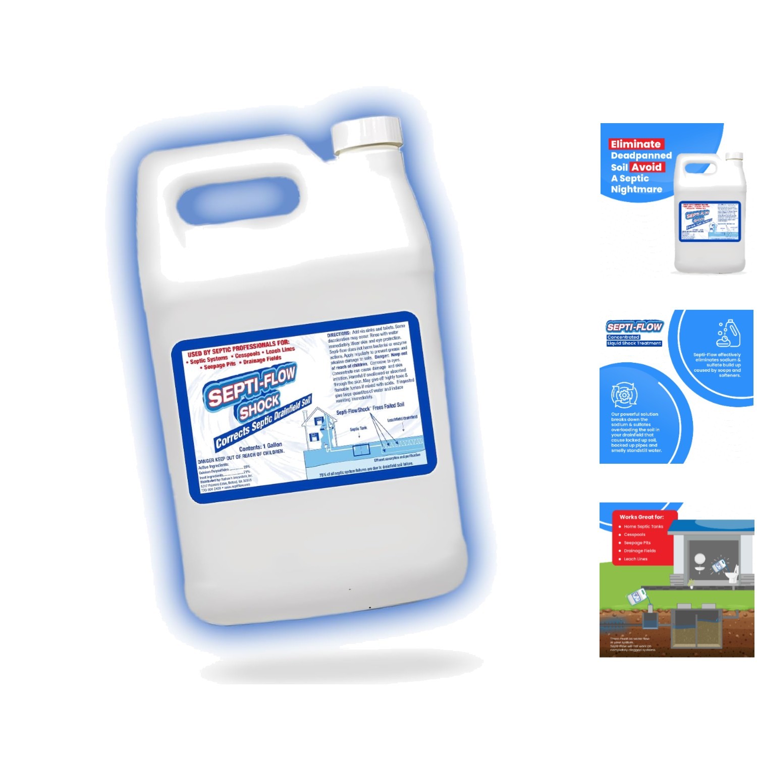 Heavy-Duty Septic Drainfield Repair—Clears Leach Fields & Restores Flow, 128 Oz
