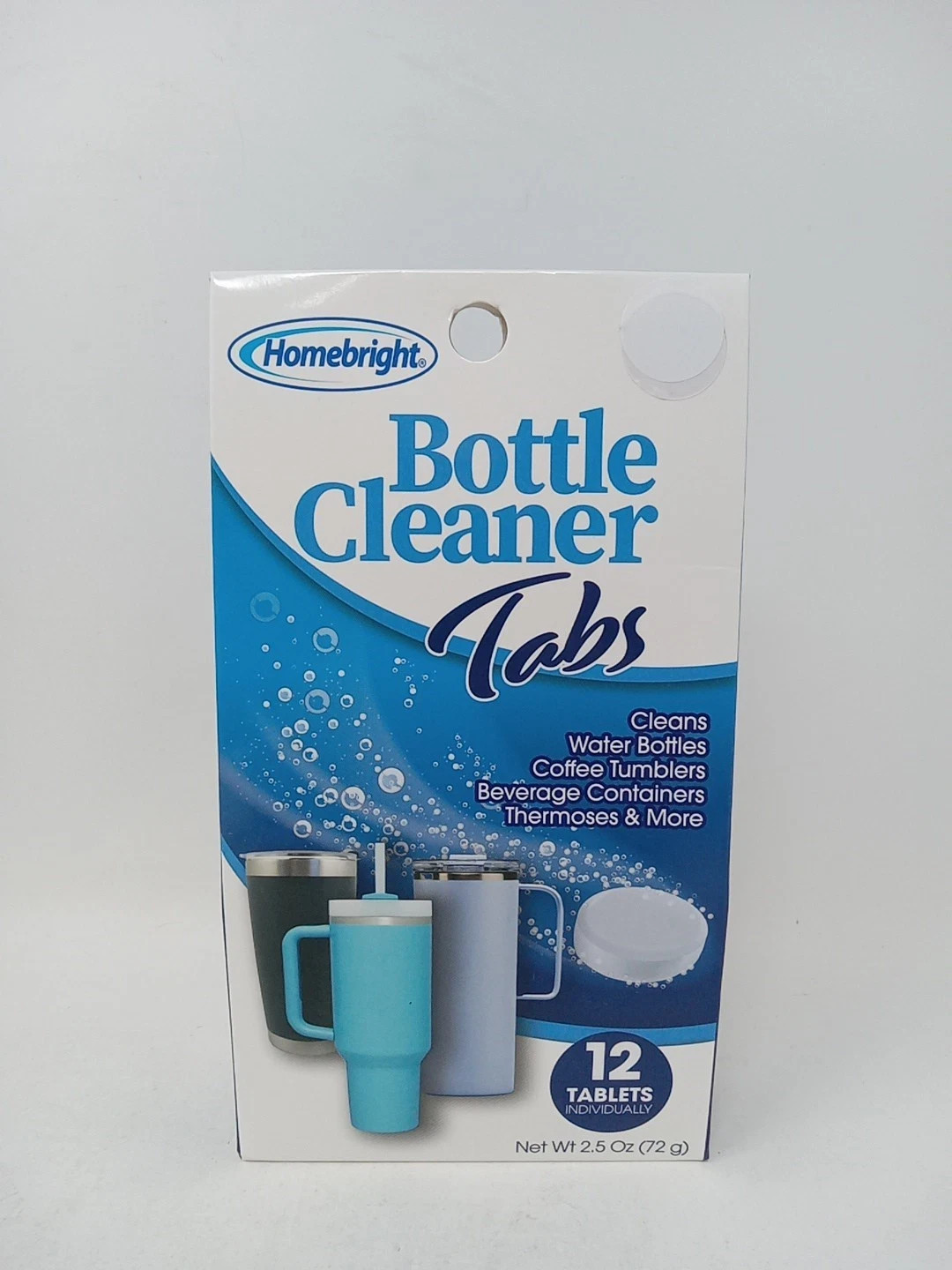 Homebright Bottle Cleaner Tabs- Cleans Water Bottles, Coffee Tumblers 12 Tablets