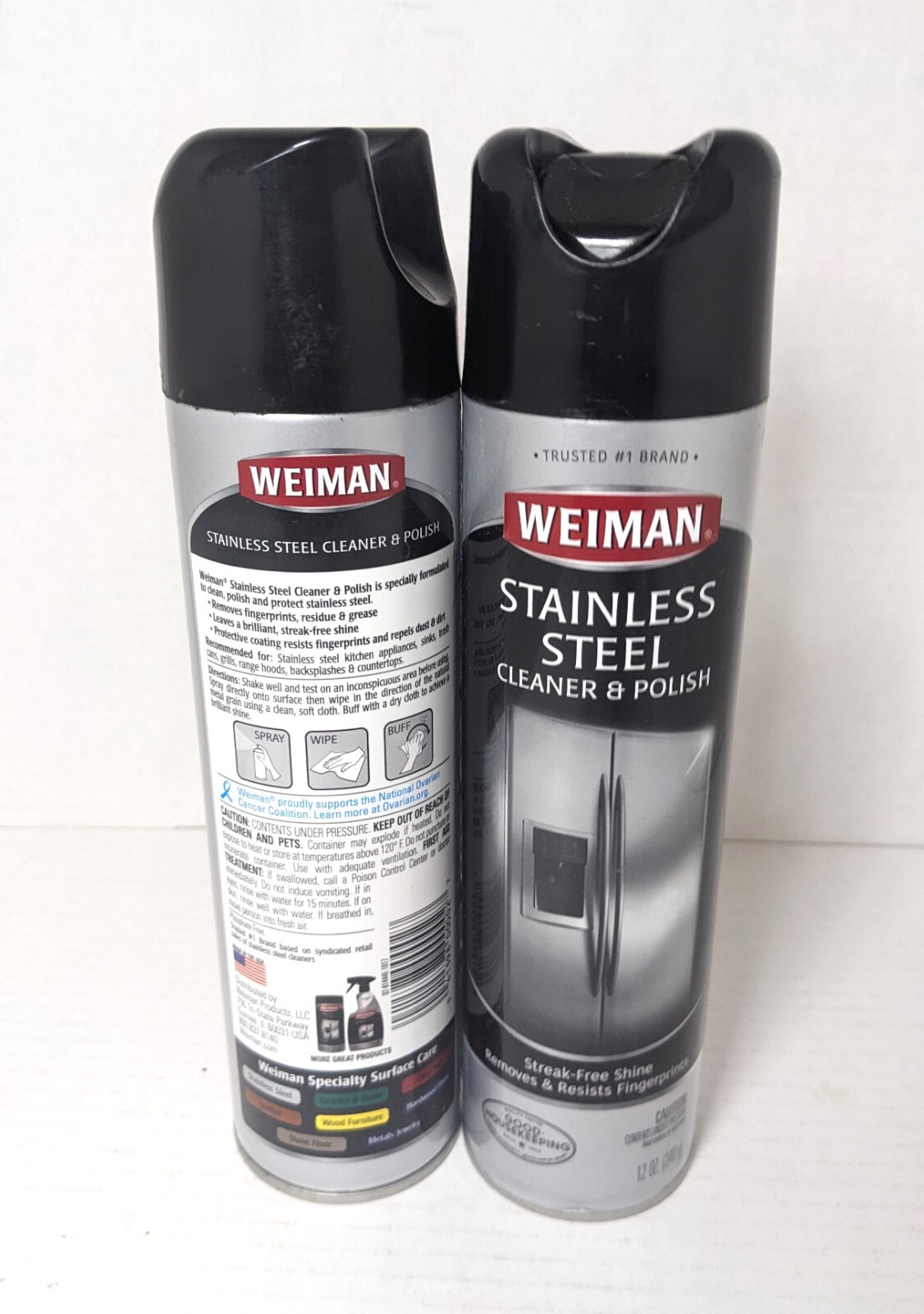 x2 WEIMAN Stainless Steel Appliance Stove Range CLEANER & POLISH Streak-Free