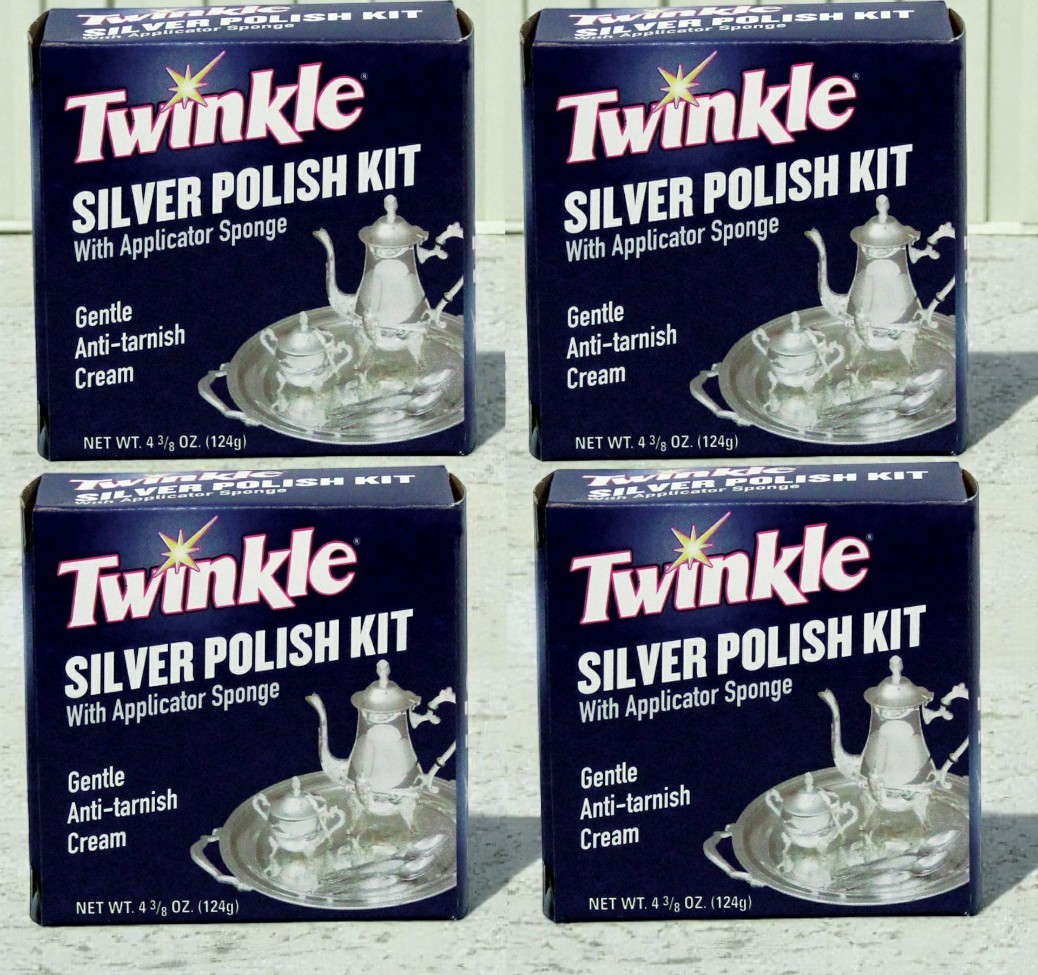 4 Pack Twinkle Silver Polish Kit With Applicator * Gentle Anti-Tarnish Cream 4oz