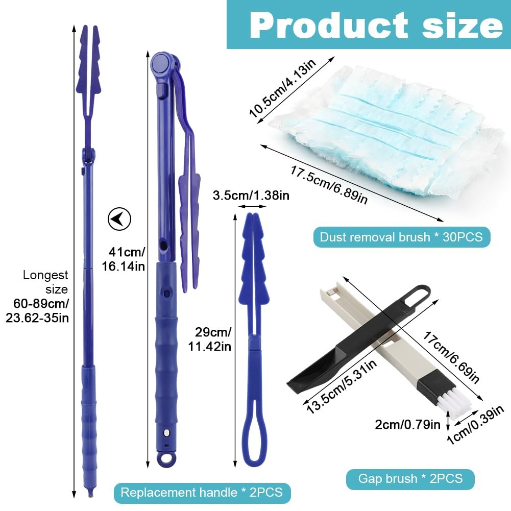 30 Count Heavy Duty Duster Refills with 2 Pcs Handles and Crevice Brushes Sta…
