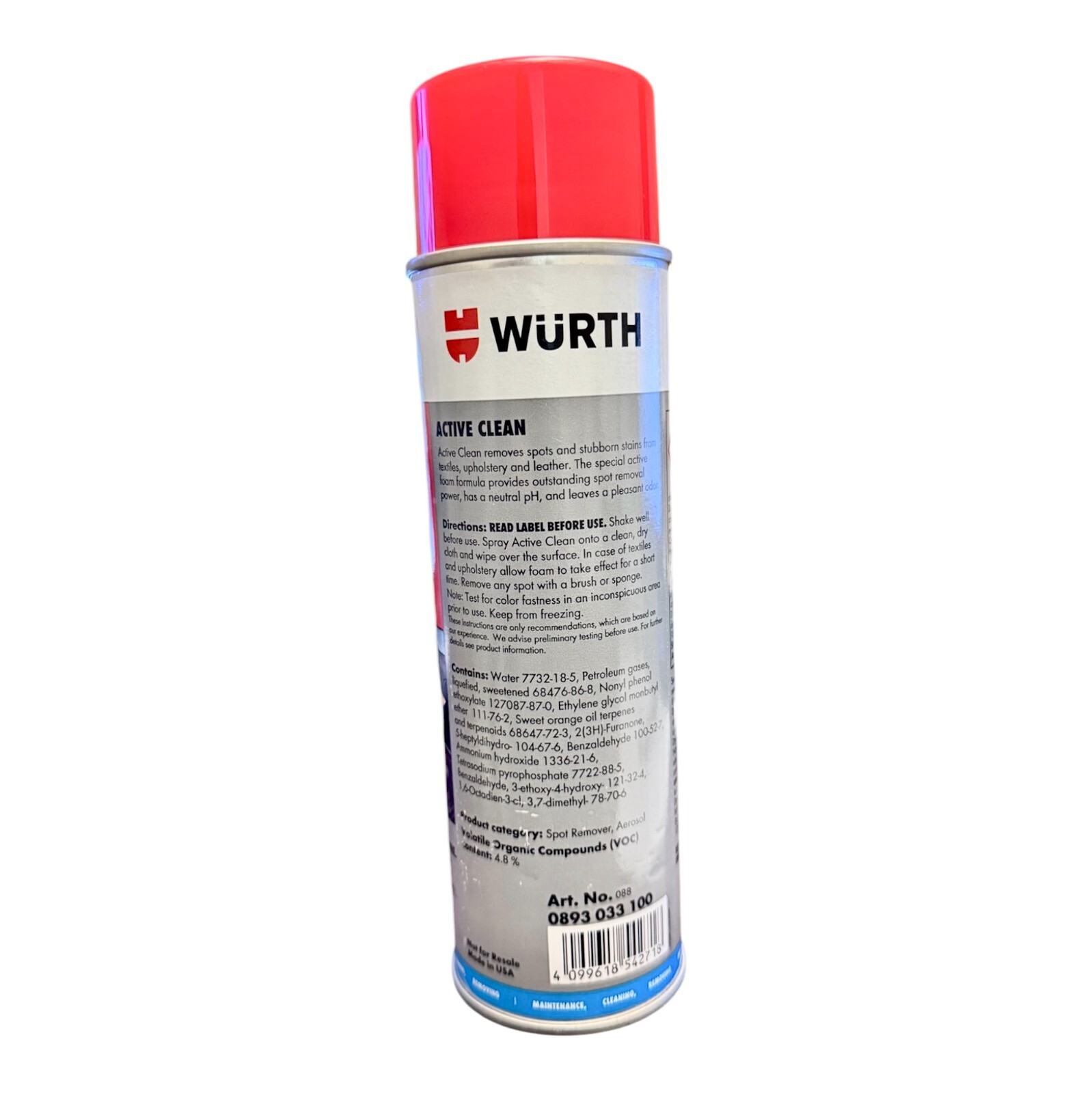 Wurth ACTIVE CLEAN 500g Aerosol – Powerful Spot and Stain Remover For Carpet