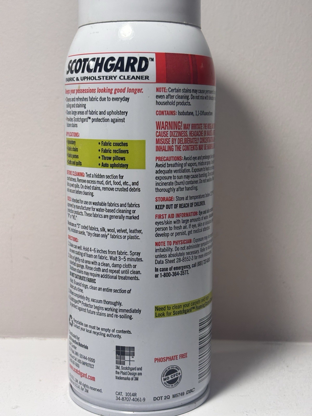 3M Fabric Upholstery Cleaner Protector Scotch Gard 14oz Can 2011 New