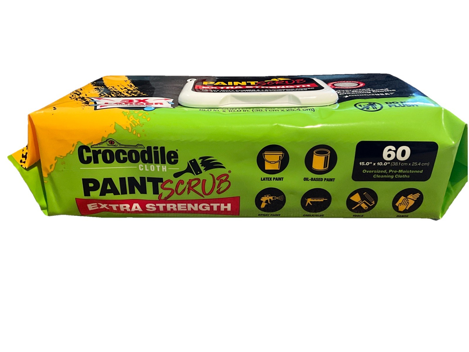 Crocodile Cloth Paint Scrub Extra Strength 60 Count Cleaning Wipes