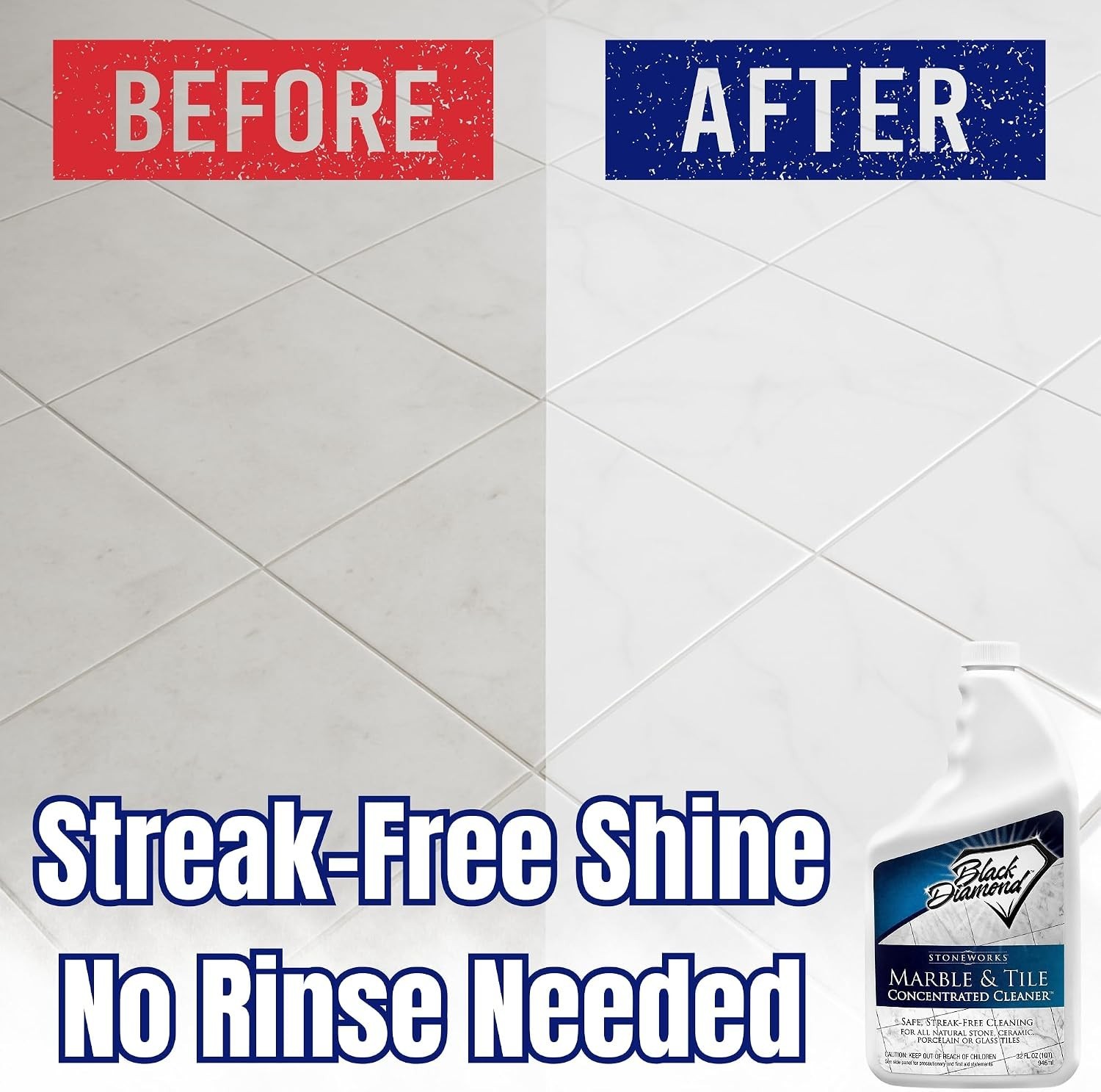 Marble & Tile Floor Cleaner Concentrate, pH Neutral, Streak-Free & No-Rinse F…