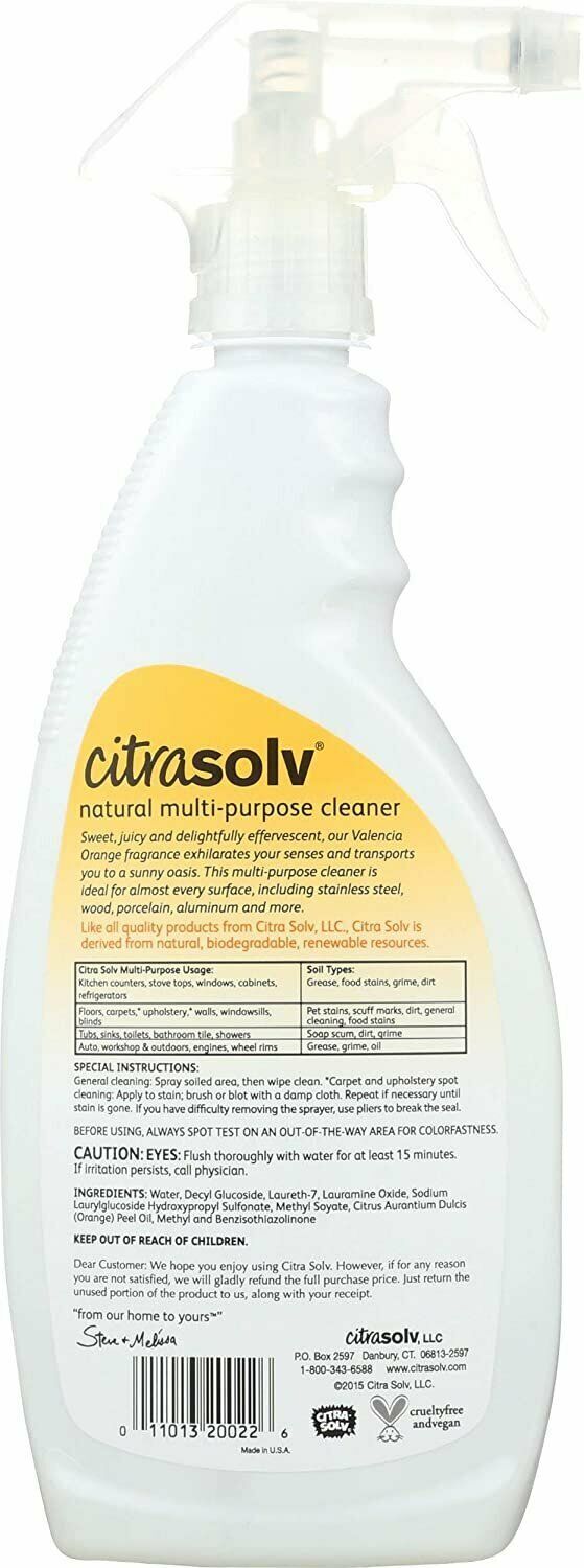 Citra-solv Natural Multi-Purpose Cleaner Valencia Orange Tough On Grease 22 Oz