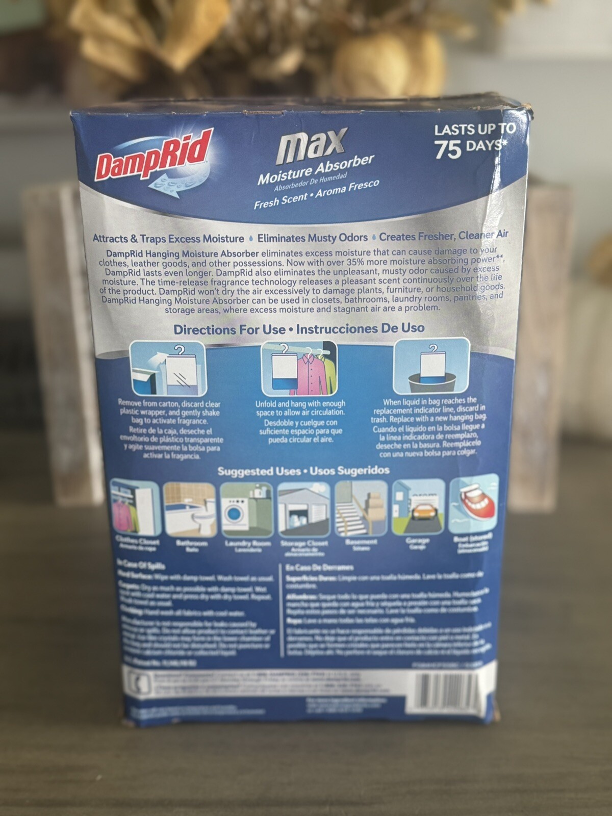DampRid Max Moisture Absorber Fresh Scent Hanging Bag 4 pk-1lb.