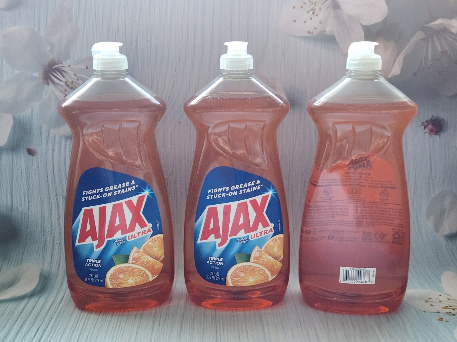 3× Ajax Ultra Triple Action Dishwashing Liquid Dish Soap, Orange Scent, 28 oz