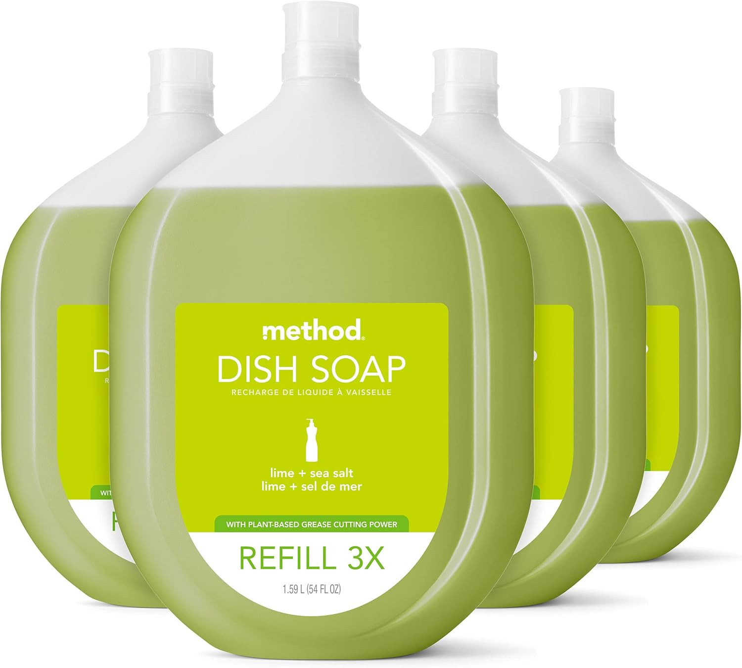 Gel Dish Soap Refill, Lime + Sea Salt Scent, Powerful Cleaning Formula, Large…