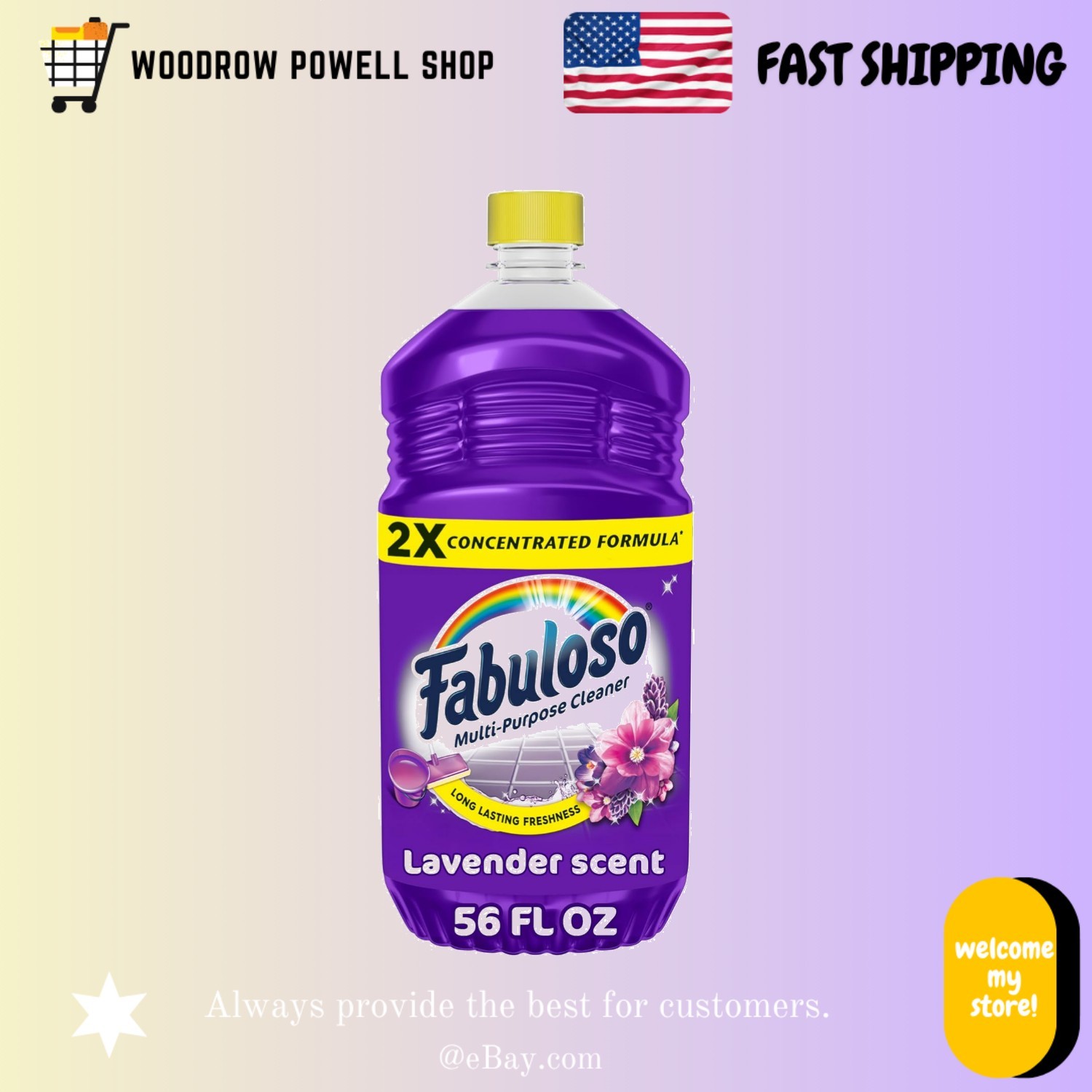 Multi-Purpose Cleaner & Floor Cleaner, 2X Concentrated, Lavender Scent, 56 fl