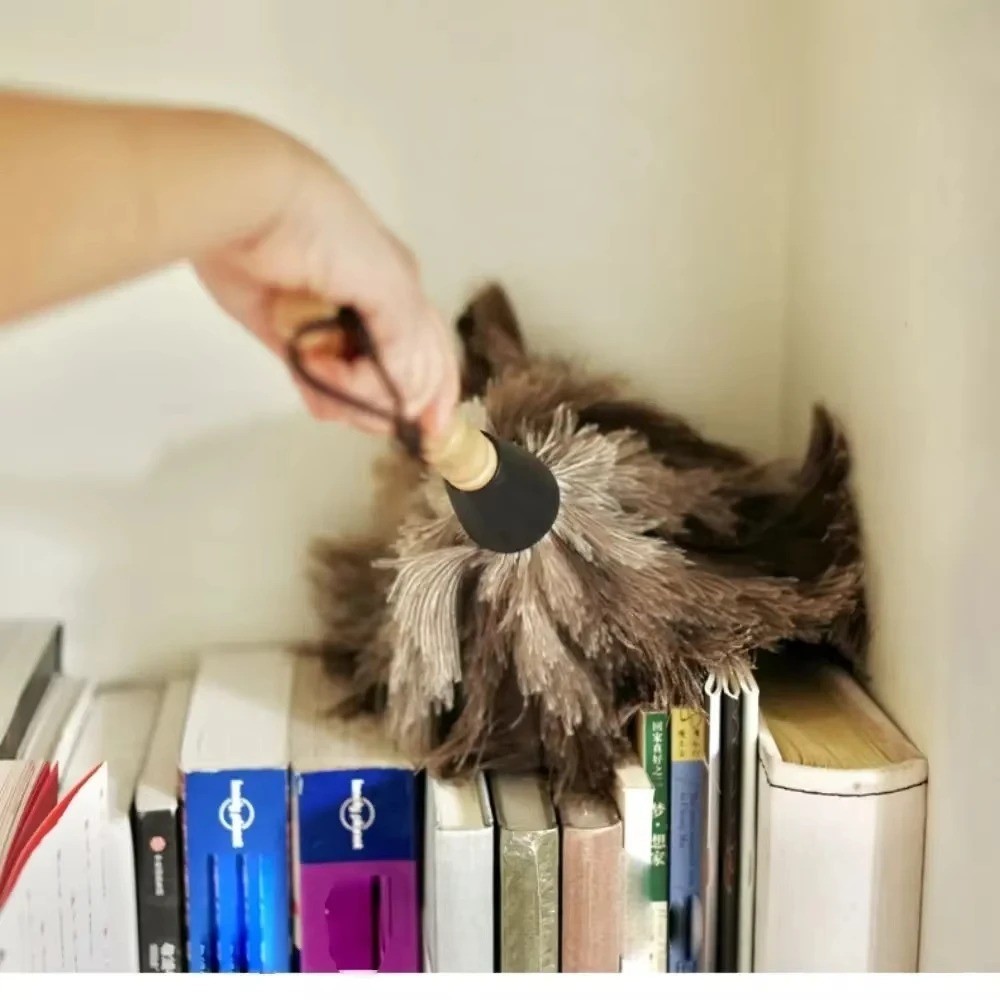 Ostrich Feather Duster Durable Dust Collecting Cleaning Tool In Wool US