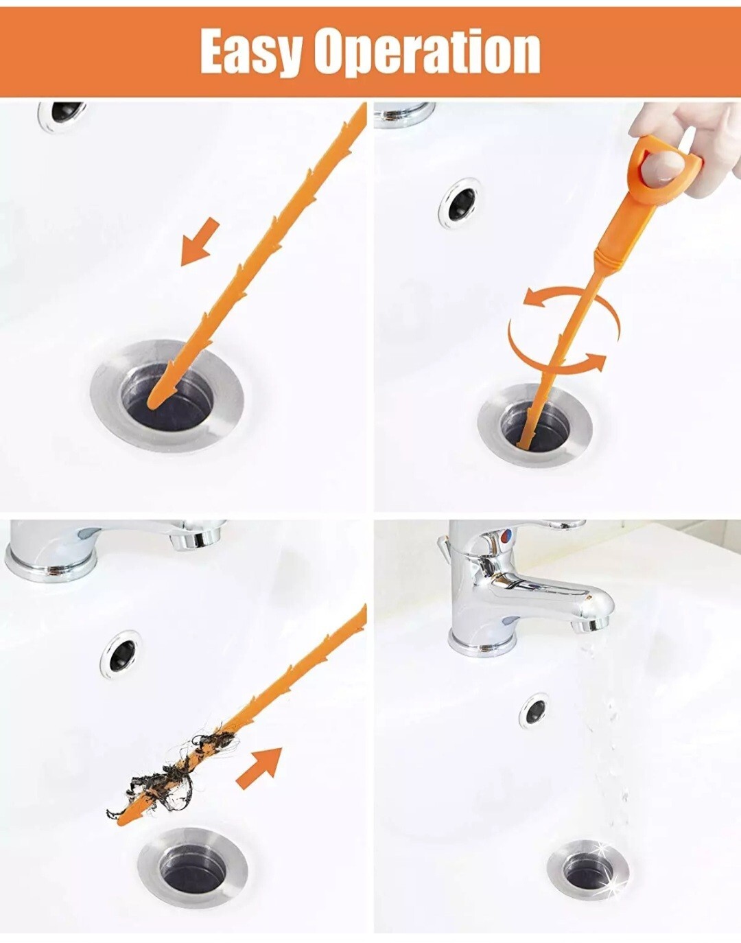 6+1 pcs Hair Drain Cleaner Tool 25″ Snake Drain Clog Remover Tools for Sink Tube