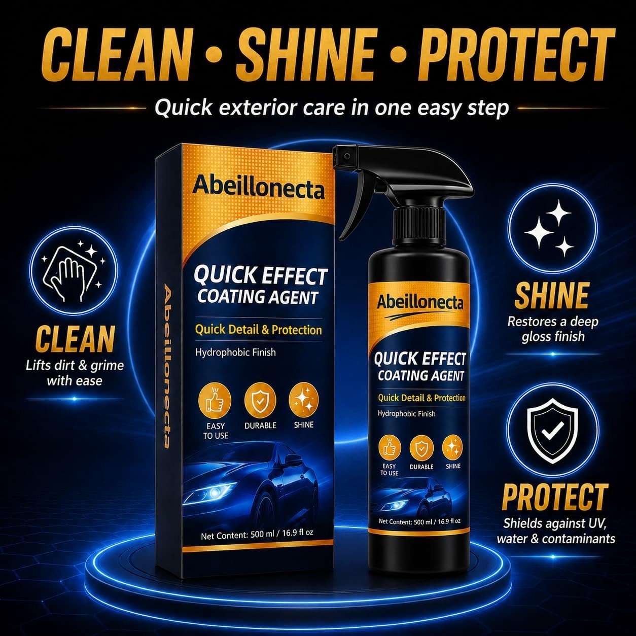 500ML Car Coating Spray – Quick Shine & Protection for Vehicles (2 Pcs)