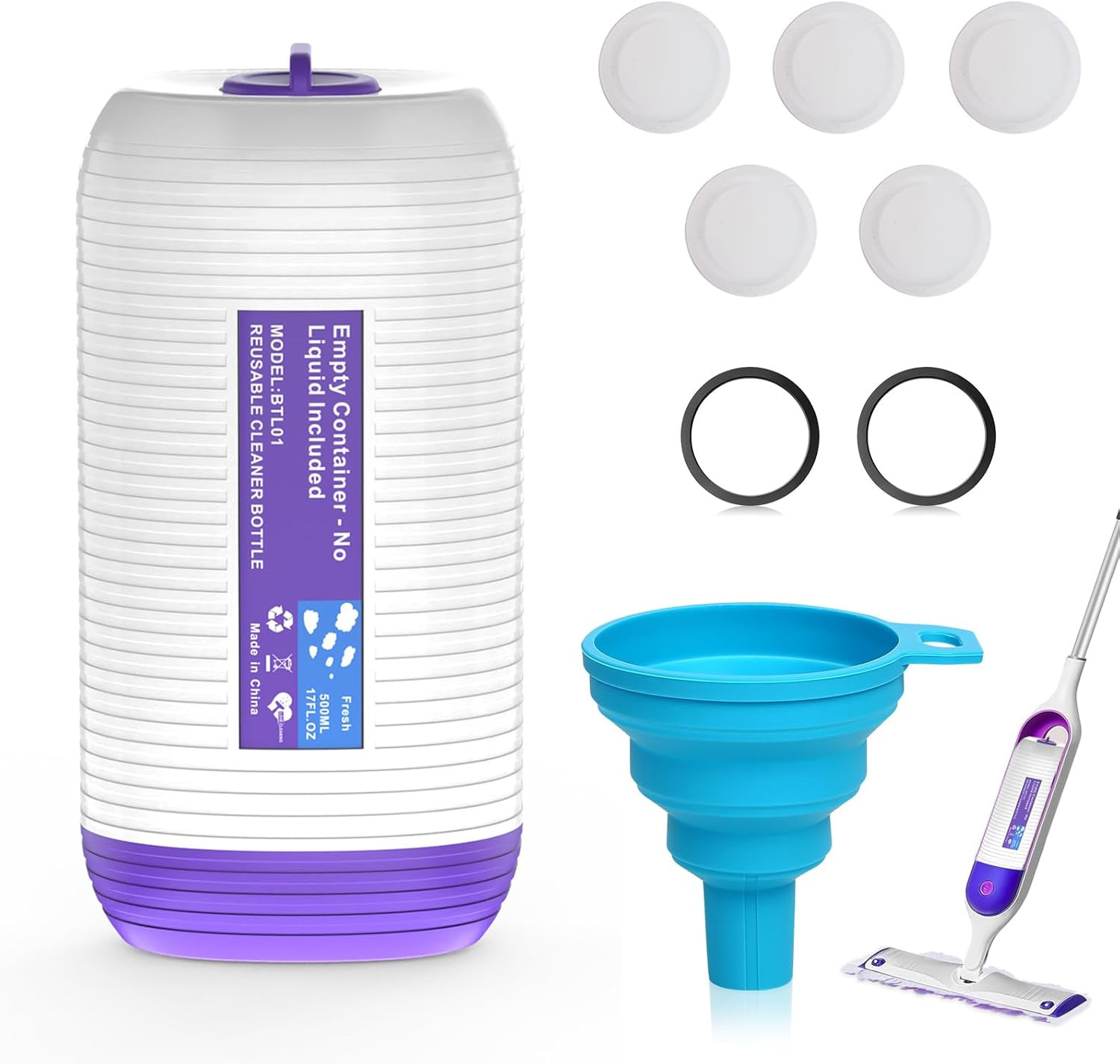 1Pack Refillable Bottle for Swiffer Power Mop, 500ML / 17 FL.OZ Reusable Solutio